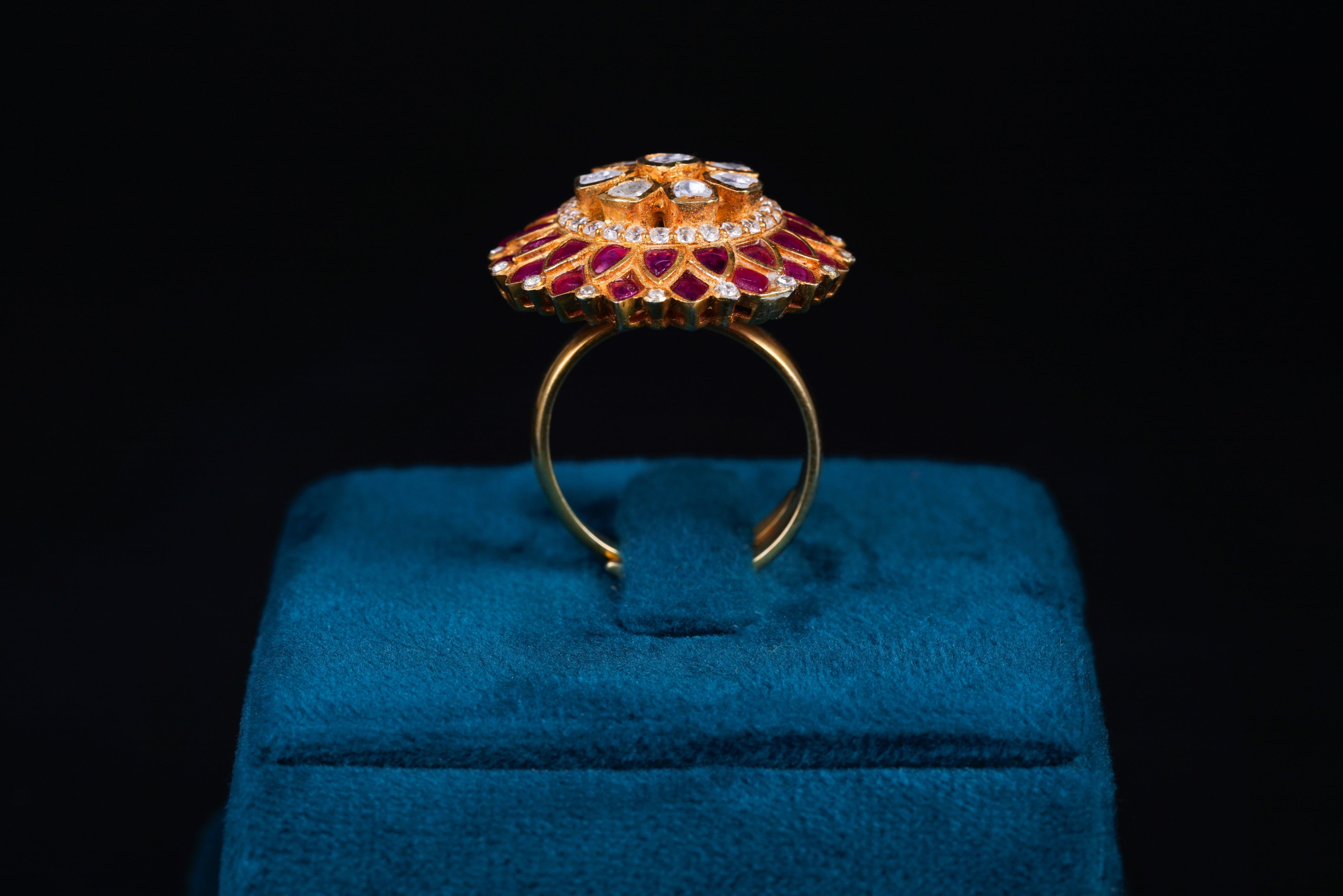 Ruby Mist Silver Polki Ring