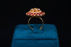 Ruby Mist Silver Polki Ring