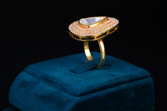 Pear-Shaped Silver Polki Statement Ring