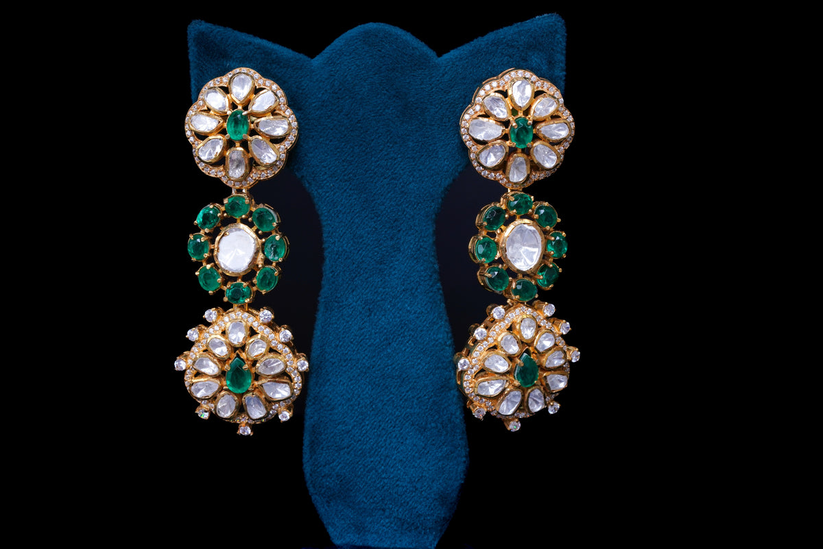 Polki Floral Drop Earrings