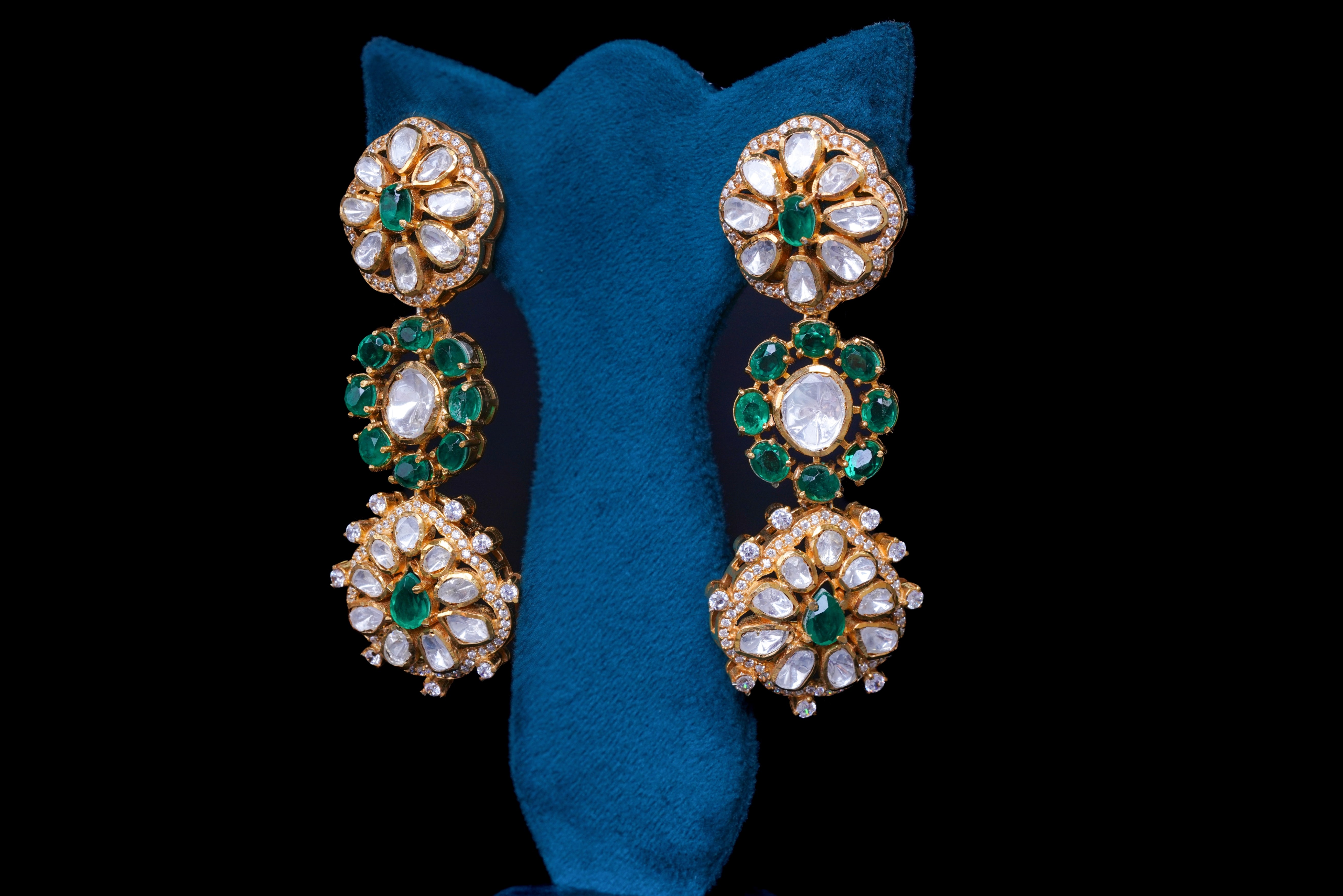 Polki Floral Drop Earrings