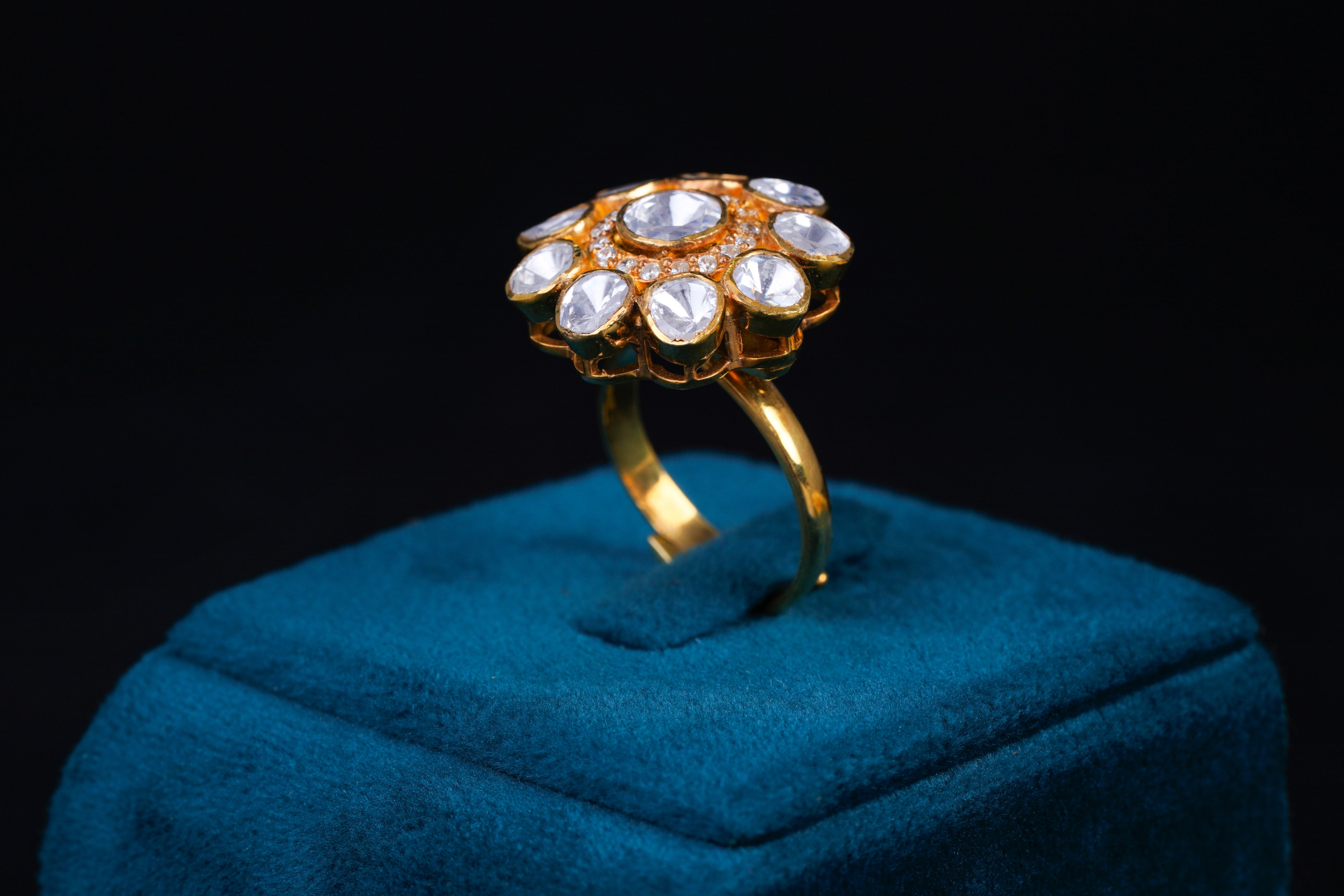 Majestic Crest Silver Polki Ring