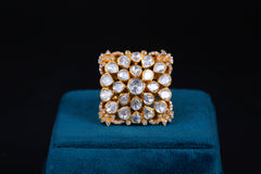 Royal Polki Floral Statement Silver Ring