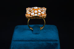 Royal Polki Floral Statement Silver Ring