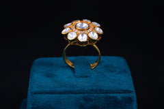 Majestic Crest Silver Polki Ring