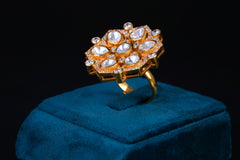 Polki Floral Silver Statement Ring