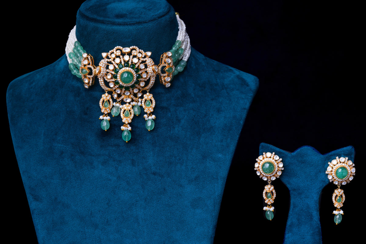 Emerald Polki Bridal Choker Set