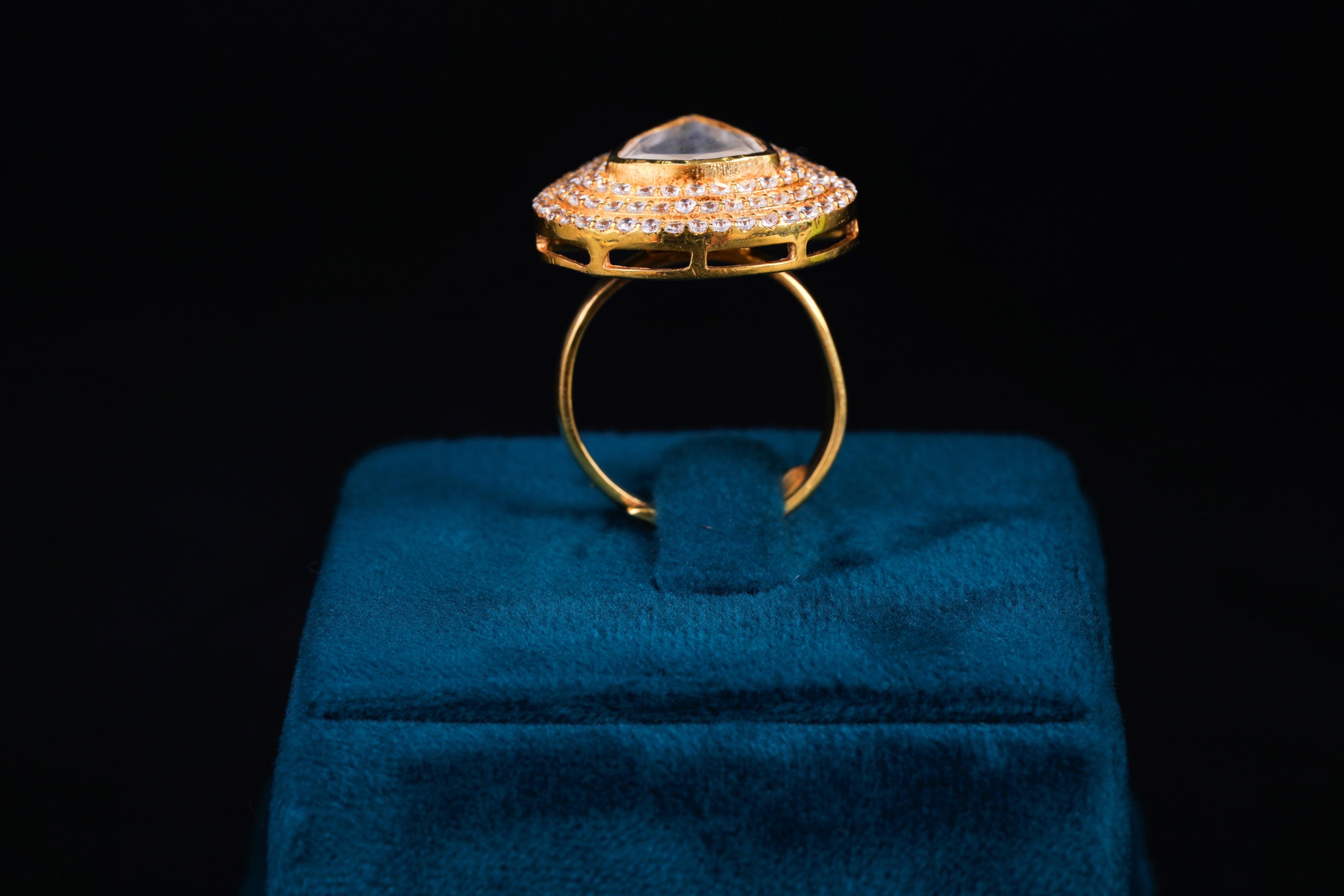 Pear-Shaped Silver Polki Statement Ring