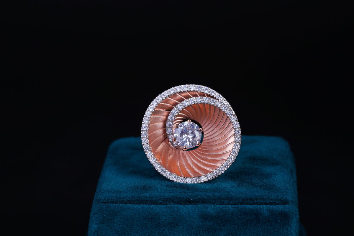 Rose Gold Spiral Diamond Statement Ring
