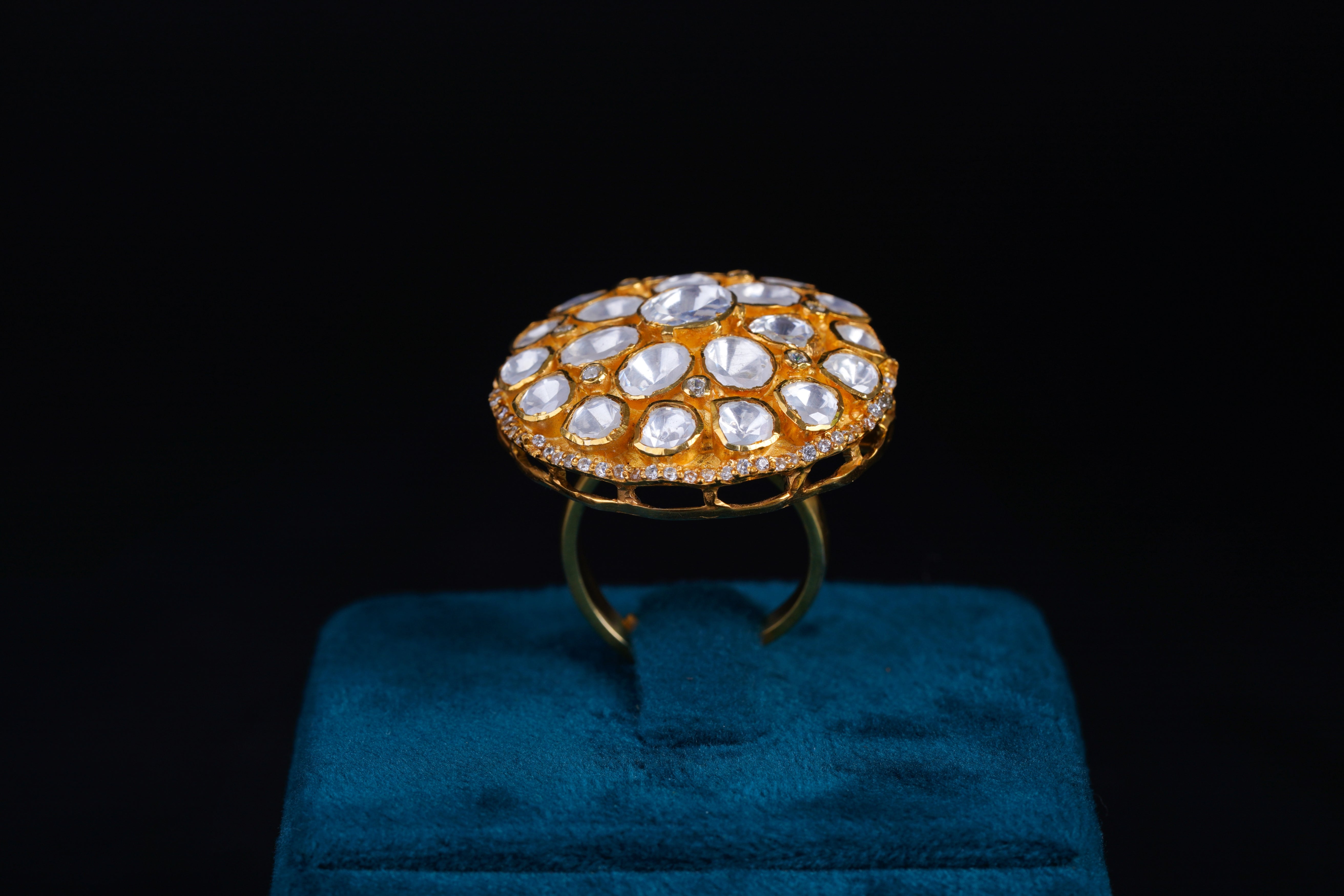 Classic Polki Cluster Statement Ring