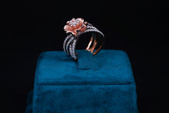 Elegant Silver Floral Diamond Ring