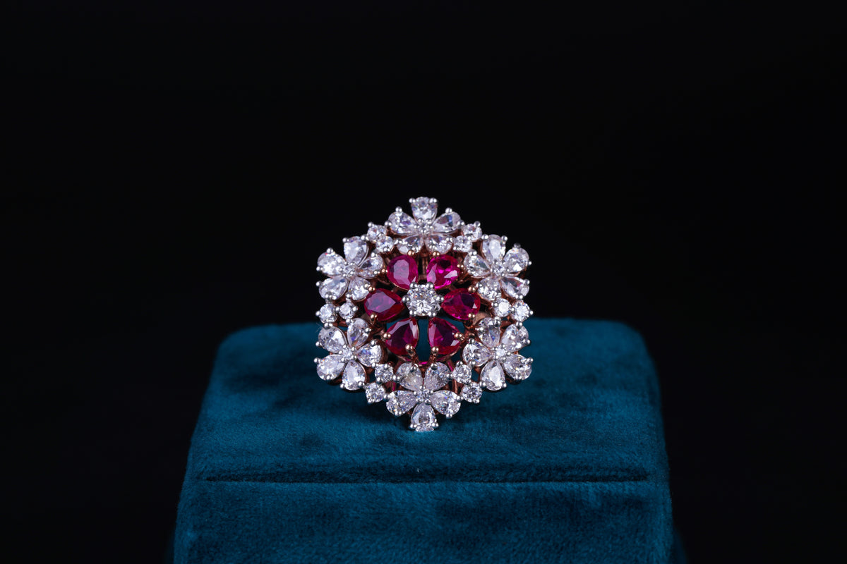 Ruby Floral Diamond Statement Ring