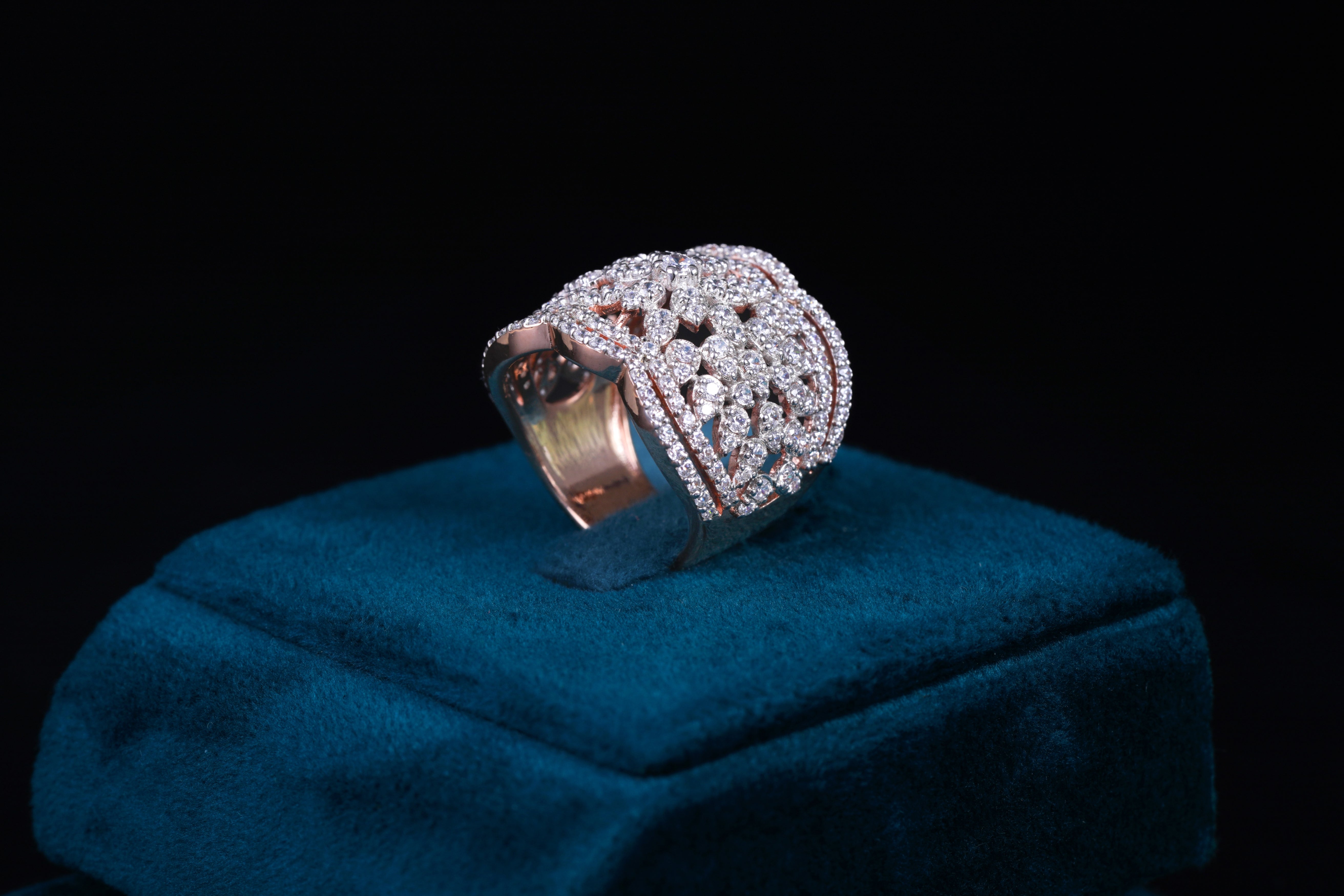 Luxury Silver Diamond Statement Ring