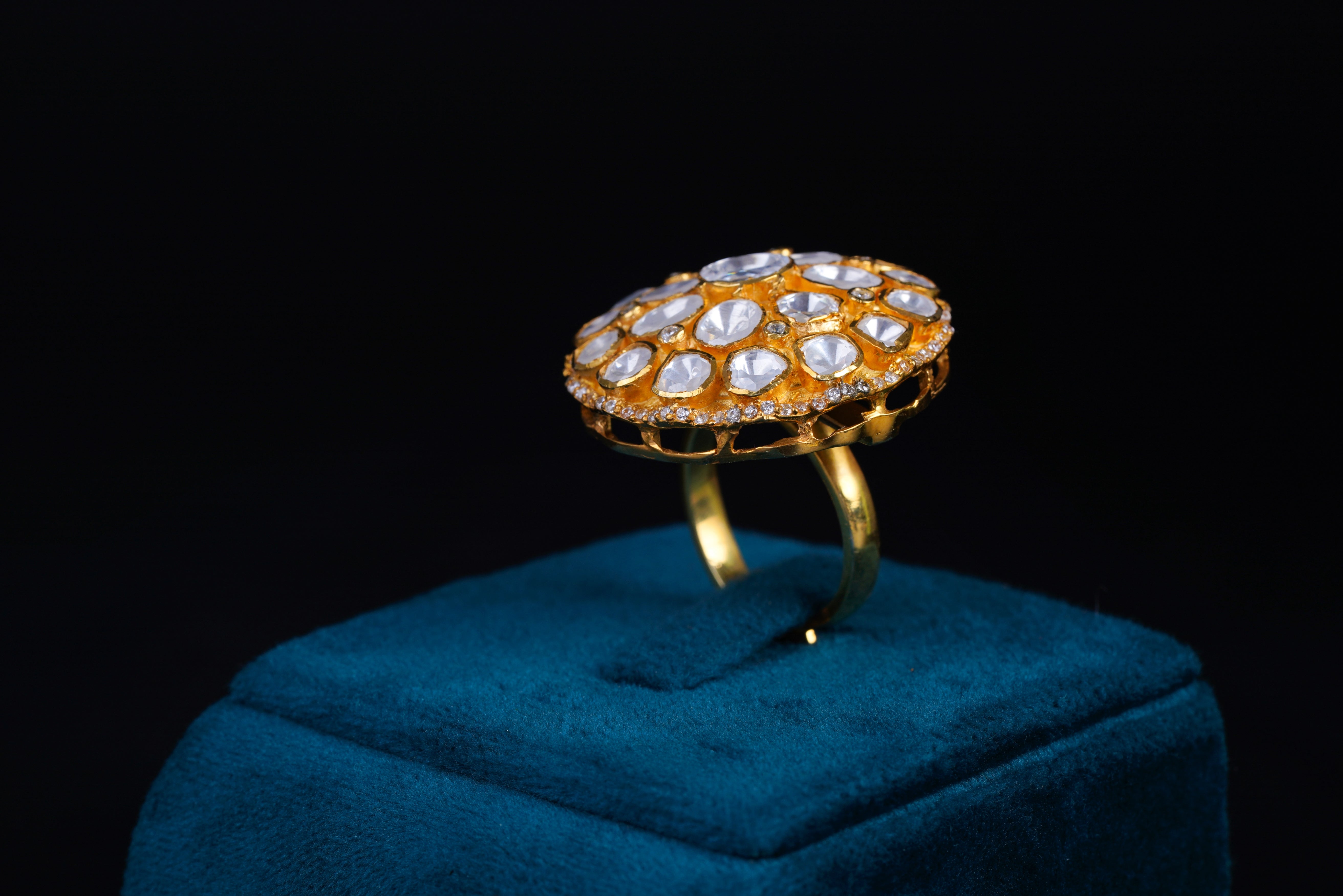 Classic Polki Cluster Statement Ring