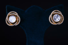 Elegant Spiral Polki Diamond Stud Earrings